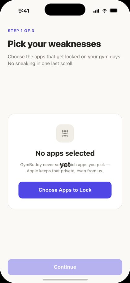 First build: pick the apps to lock