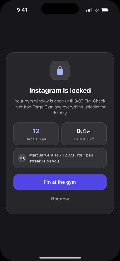 First build: custom iOS shield when opening a locked app